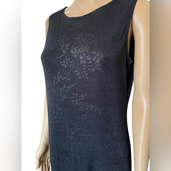 Jalate Vintage 90s Black Gray Holographic Goth Witchy Vampy Floral Maxi Dress - Image 3