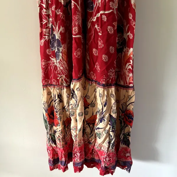 Maeve Anthropologie Juniper Red Paisley Floral Maxi Boho Dress Size L - Image 4