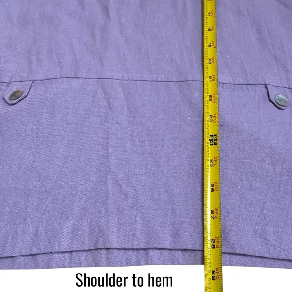 Vintage Two Potato 100% Linen Purple Hooded Pullover Coastal Resort Travel‎ M - Image 10