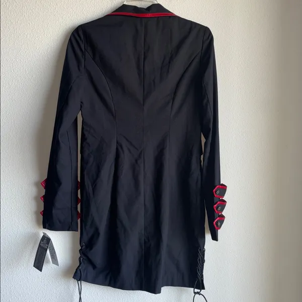 Punk Rave Red and Black Military Dress Size‎ Medium - Image 2