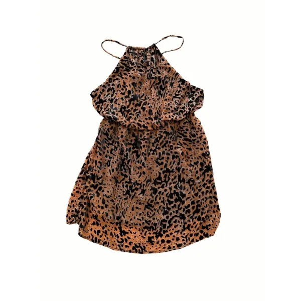 Lulus Intention Brown Leopard Burnout Velvet Print Dress Size M - Image 3