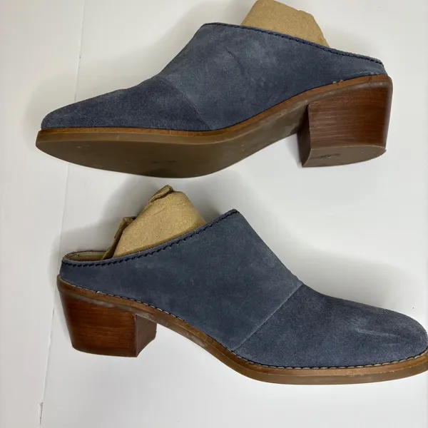 Cole Haan Suede‎ Block Heel Mules Women's Slip On Shoes Blue Size Unknown - Image 5