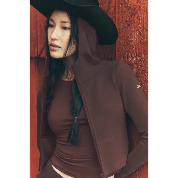Alo Yoga Sway Full Zip Hoodie Brownstone XS - Image 7