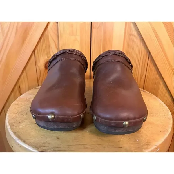 Ruff Hewn Wood Clogs 7M Brown Leather - Image 2