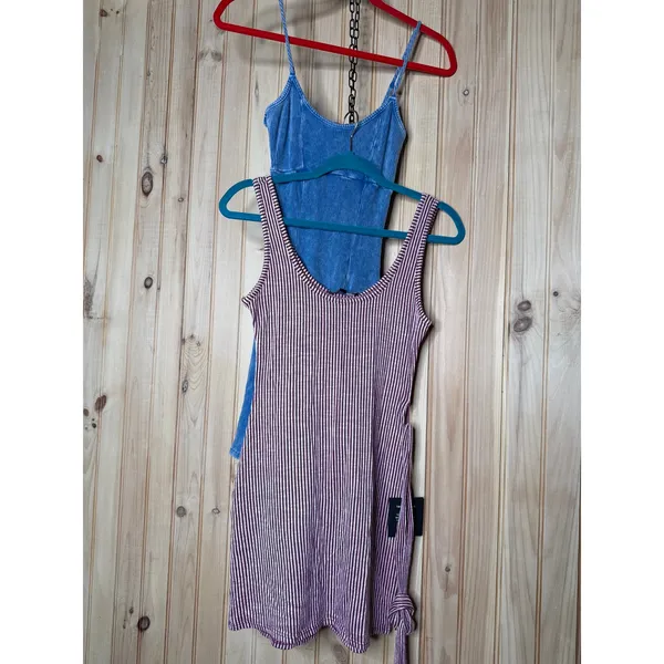 NWT Lulus Sleeveless Mini Dress Washed Blue Magenta Party Casual Bundle Size XS - Image 3