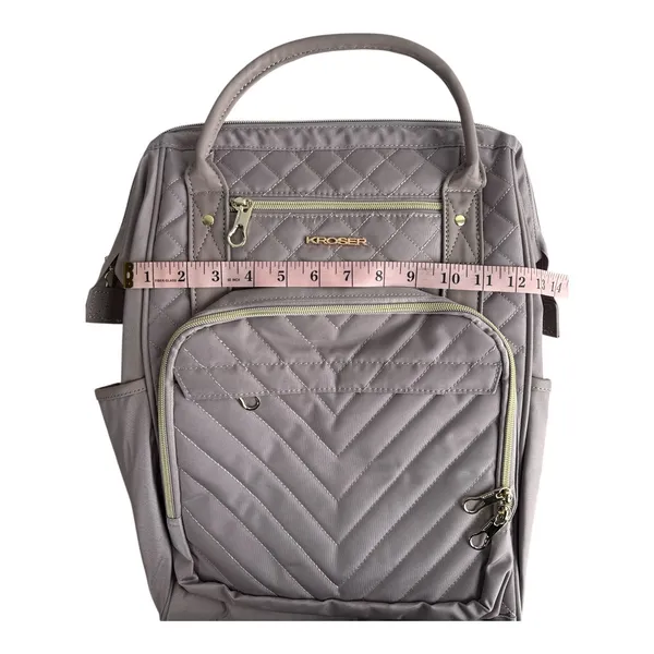 KROSER 17” Quilted Laptop Backpack NWOT Beige RFID USB Work Travel Bag - Image 4