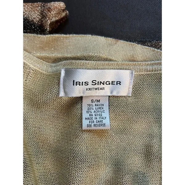 Iris Singer Italy Metallic Tiger Animal Print Lurex Cardigan S/M Y2K FLAW Artsy - Image 8