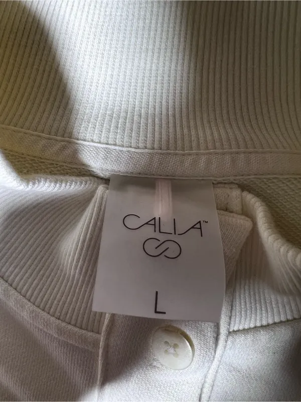 Calia Cream Mock Henley Sweatshirt Boxy Size Large - Image 3