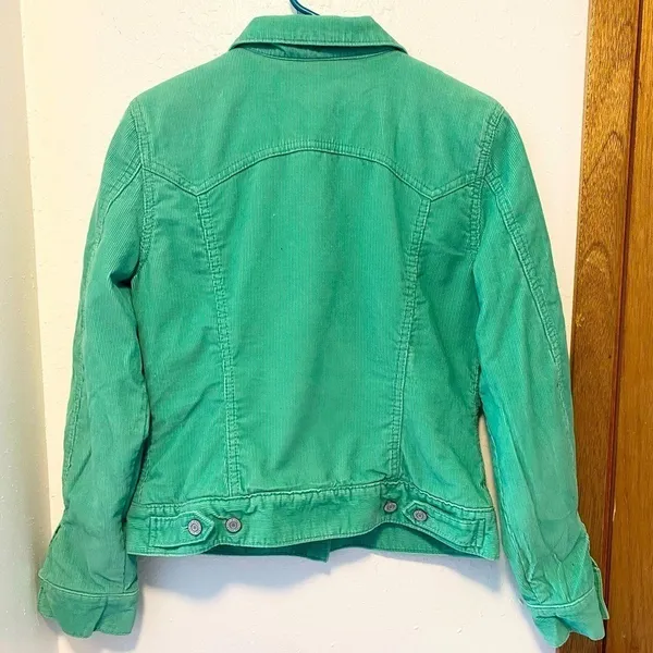 Gap Women's Mint Green Western Corduroy Faux Fur Lined Button Up Jacket - Image 3