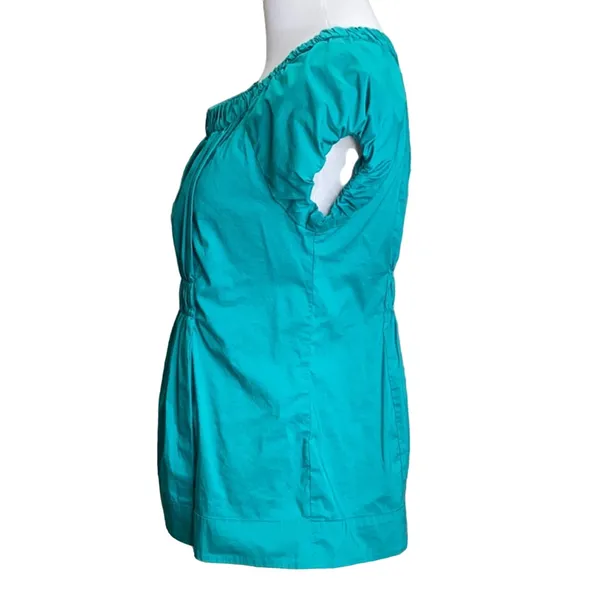 Banana Republic Teal Pleated Blouse Size Small - Image 3