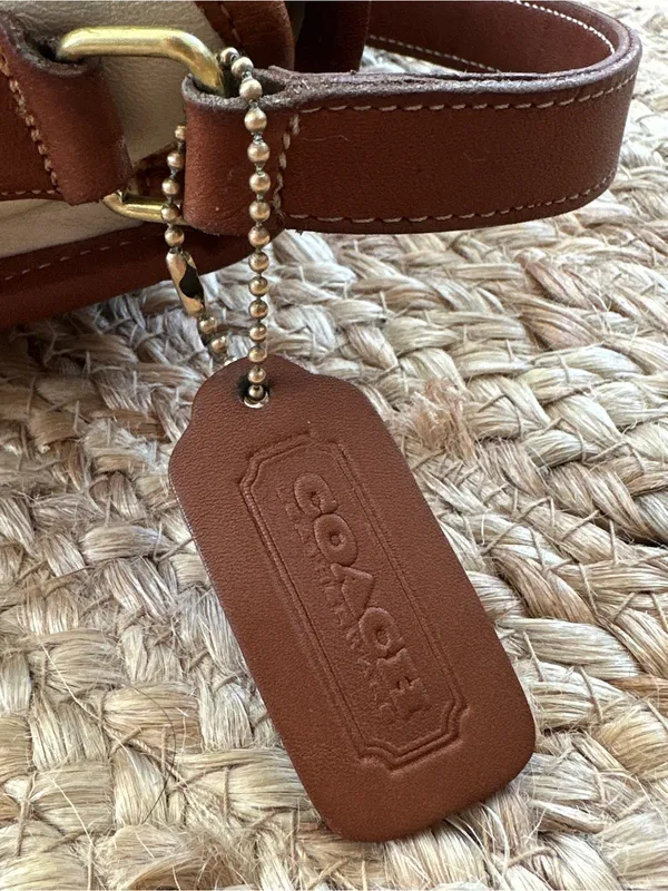 COACH Vintage RARE Spectator Saddle Crossbody Bag Bone & Tabac Leather 077-6787 - Image 12