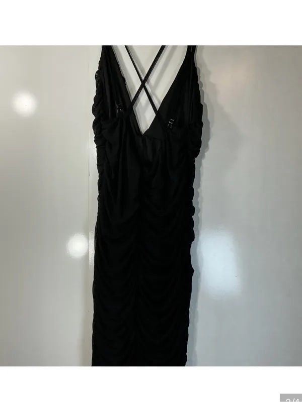 Papaya Black Ruched Spaghetti-Strap Mini Dress 0127 - Image 9