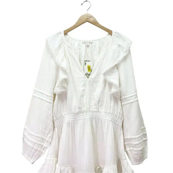 NWT Chelsea & Violet Amanda Cotton Ruffle Dress White Sz Large Boho Cottagecore - Image 6