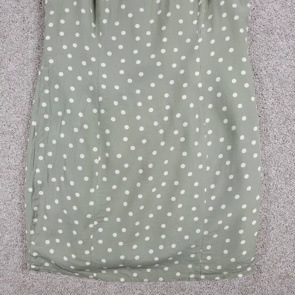 Vintage 90's Ice Cube by Michael Dress Womens 12 Green Polka Dot Rayon Mod Retro - Image 9