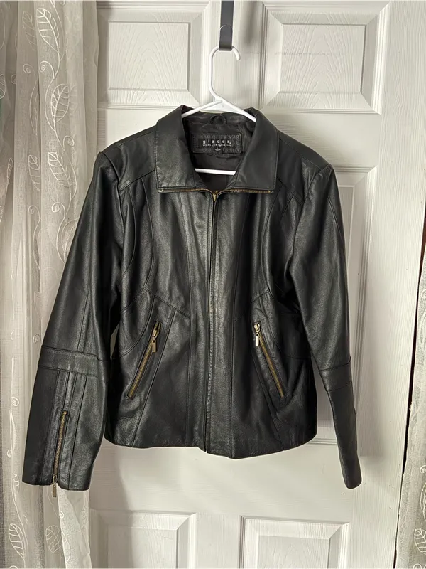 Giacca moto genuine leather jacket full zip up women size L - Image 3