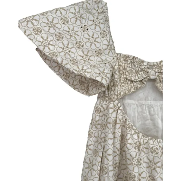 Anthropologie Maeve Smocked Tunic Floral‎ Embroidered Mini Dress Ivory Size XXS - Image 10