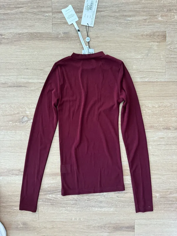 Revolve burgundy sheer long sleeve - Image 4