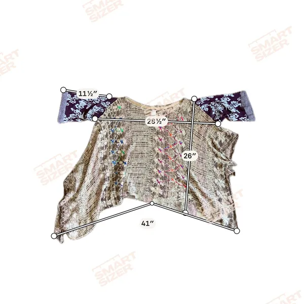 Free People Fressia Pullover Sweater Boho Tunic Mixed Knit Embroidered M/L - Image 11