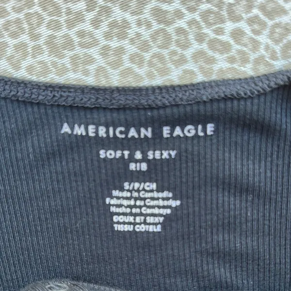 NWOT American Eagle Soft & Sexy Ribbed Black Sleeveless Peplum Top size S - Image 2