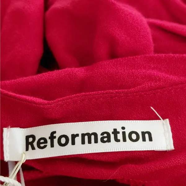 Reformation Dress Sz 2 Red One Shoulder Midi Formal Cocktail Party Wedding Guest - Image 5