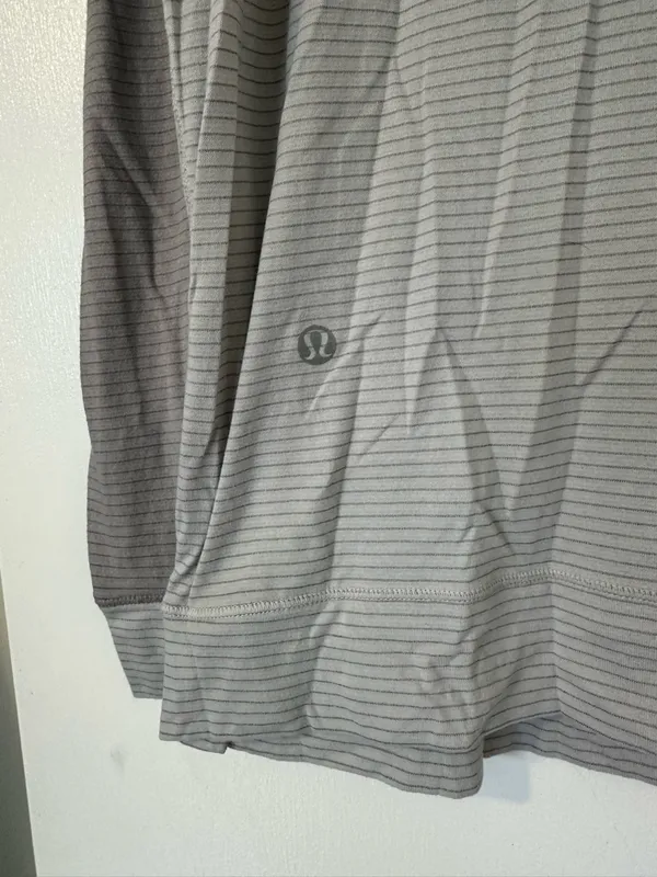 Lululemon Runamuck Long Sleeve Striped Henley Top Women’s Gray 12 - Image 4