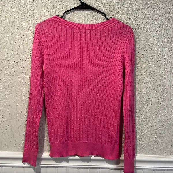Lauren Ralph Lauren Pink Cable Knit 100% Cotton Sweater size medium - Image 8