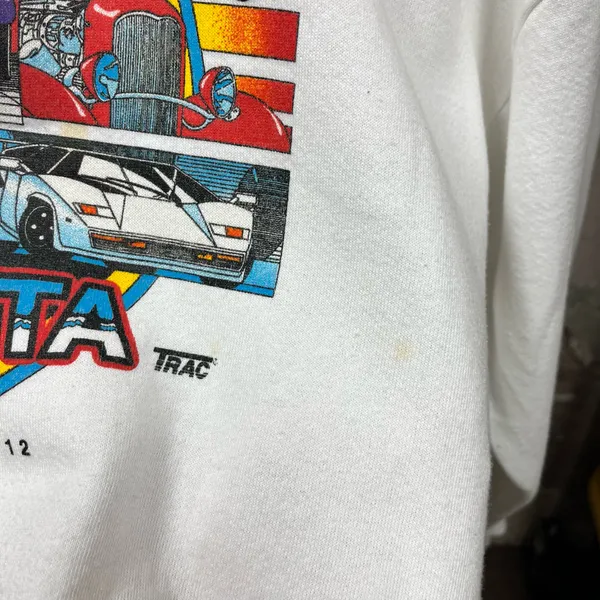 Vintage 1995 Racing USA Made World Of Wheels Atlanta Georgia Racing Sweatshirt - Image 7