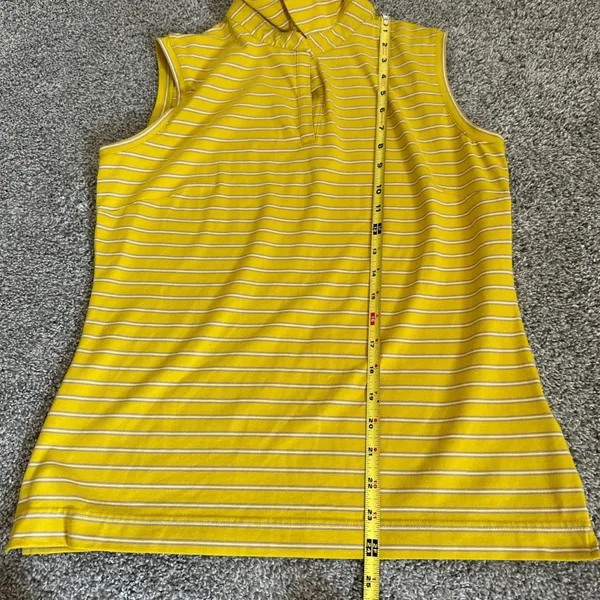 Nike Golf Sleeveless Mustard Yellow Striped Polo Sleeveless Top - Image 7