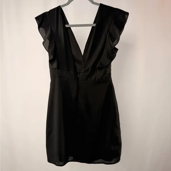 Superdown Harlow Ruffle Slit Mini Dress‎ in Black Size Medium - Image 5