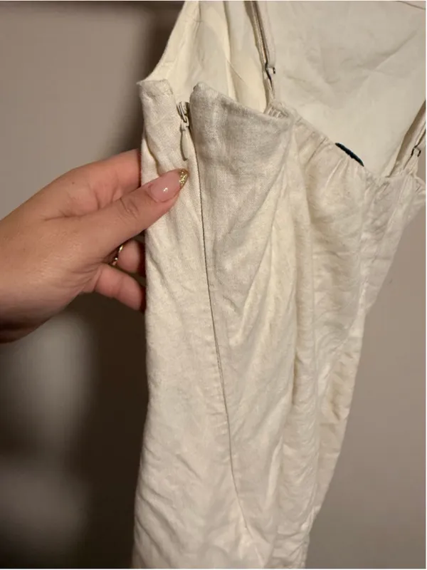 Abercrombie & Fitch Linen Blend Mini Dress Cream Beige- Size Small - Image 5