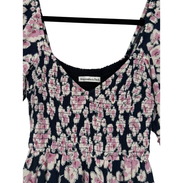 Abercrombie & Fitch Womens Floral Smocked Puff Sleeve Tiered Midi Dress Sz Small - Image 7