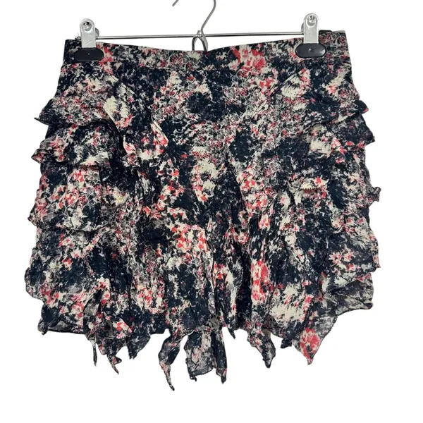 Isabel Marant Etoile Blue Pink Floral Silk Mini Skirt Womens 4 Coquette Romantic - Image 2