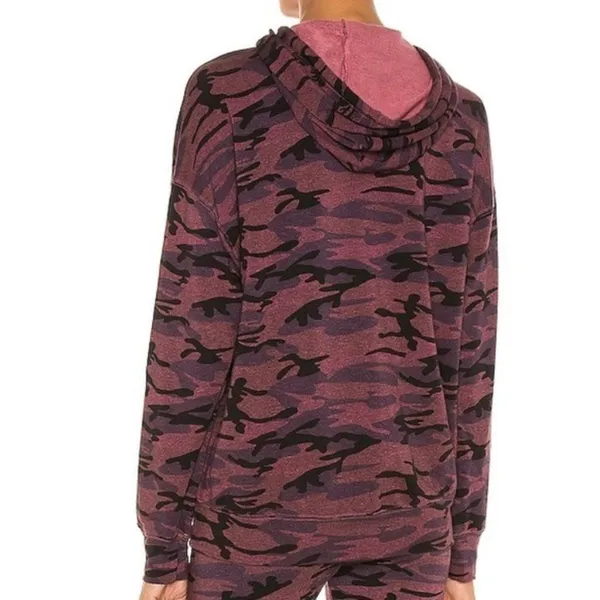 NWT Sundry Camo Boyfriend Hoodie in Plum 0‎ XS - Image 5