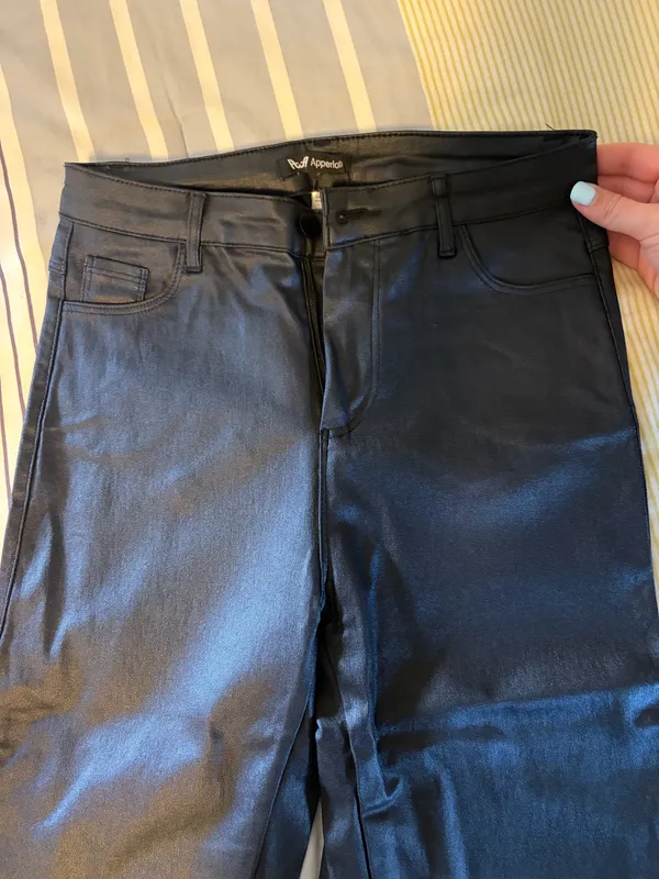 Black Leather Flare pants Size M - Image 3