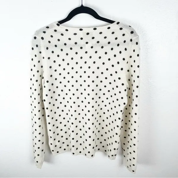 CYNTHIA ROWLEY 100% 2-Ply Cashmere Cream Polka Dot Long Sleeves Sweater Medium - Image 2