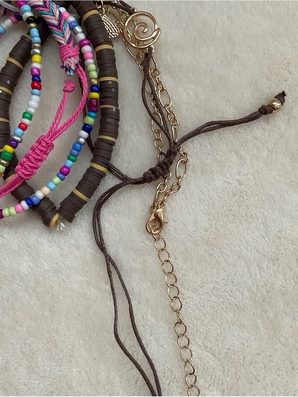 wild fable Pink and Multicolor Beaded Bracelet Set - Image 3