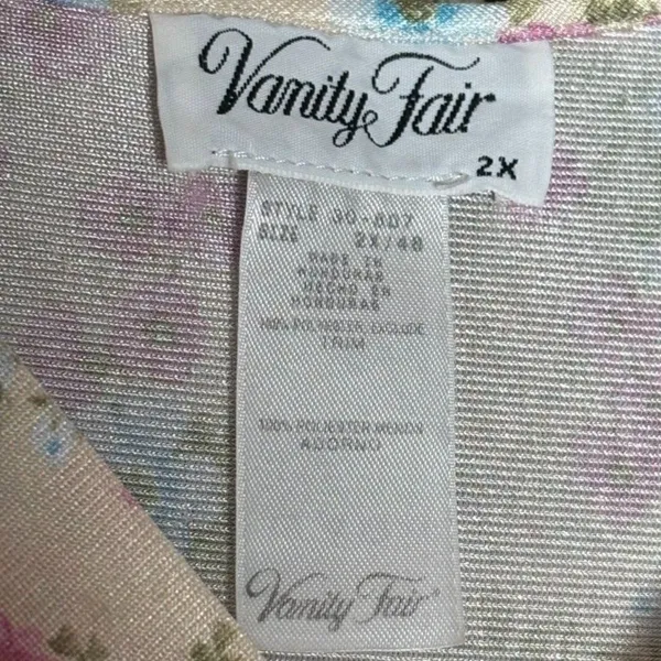 80s Vintage Vanity Fair Plus Size Floral Slip Nightgown 2X Coquette - Image 8