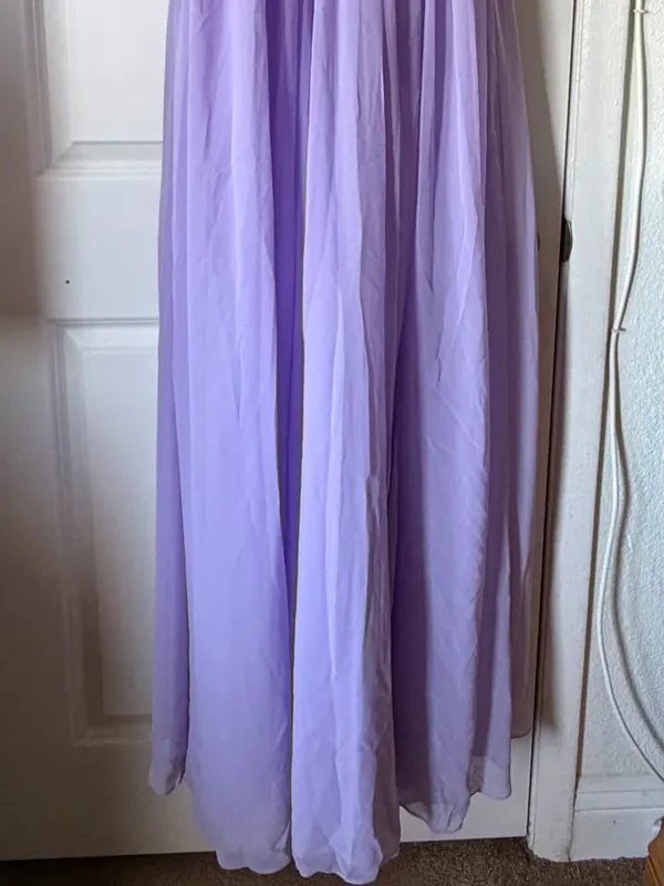 Azazie Lilac Chiffon Wrap Bodice Gown - Image 8