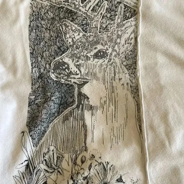 Free People White ¾ Long Sleeves Deer Graphic Bohemian Soft Cotton SZ SP # 1767 - Image 13