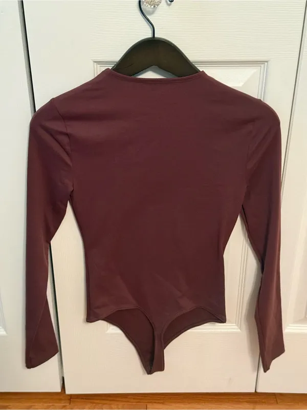Abercrombie & Fitch Brown Long Sleeve Crewneck Bodysuit - Image 3