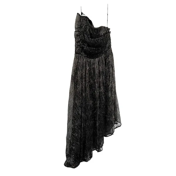 La Maison Talulah Starcrossed Lover Black Gold Metallic High Low Gown L - Image 7
