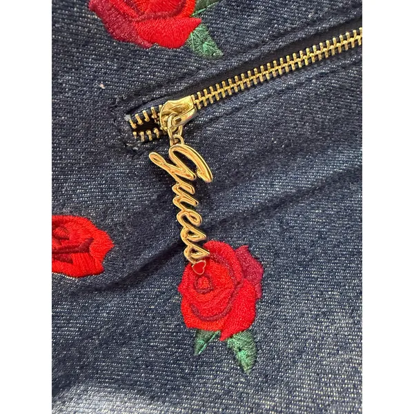 GUESS Blue Denim Backpack Bag Roses Casual Boho - Image 5