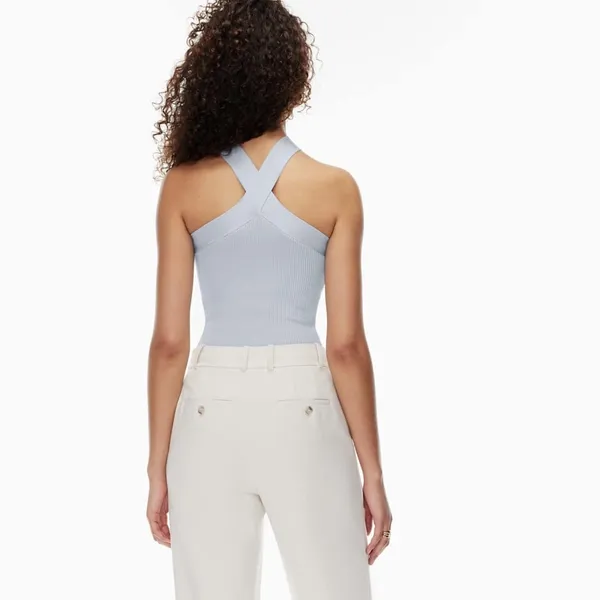 Babaton by Aritzia Sculpt Knit Criss‎ Cross Tank Color lBlue - Image 2