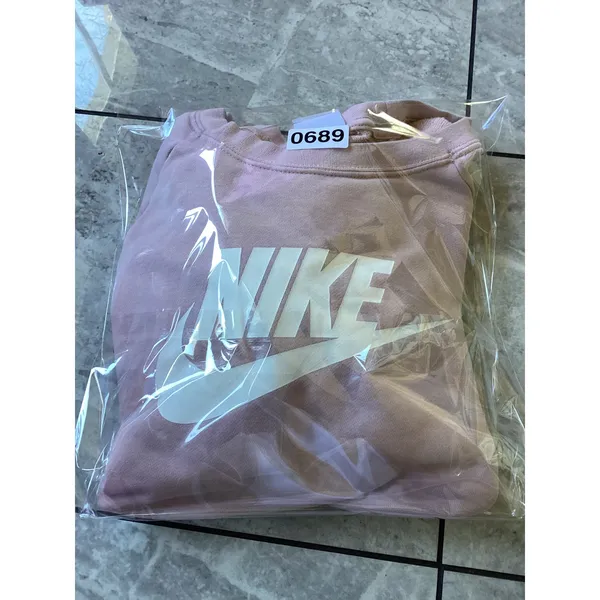 Nike Womens Sportswear Essential Crewneck Sweatshirt Pink White Logo Large - Image 7