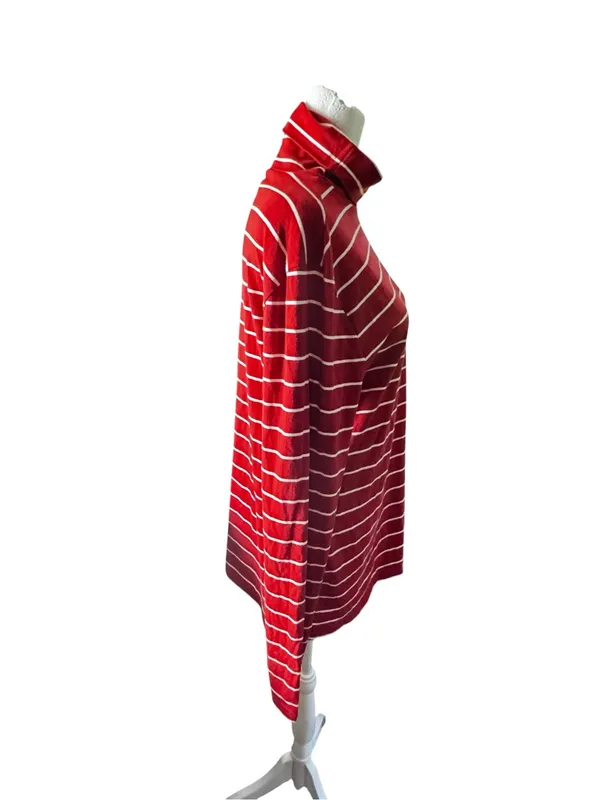 GAP Factory Red & White Striped Turtleneck Sweater - Image 3