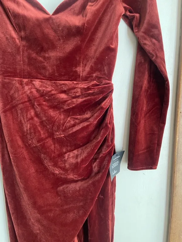 Lulus Forever Sensational Rust Brown Velvet Long Sleeve Maxi Dress - Image 6
