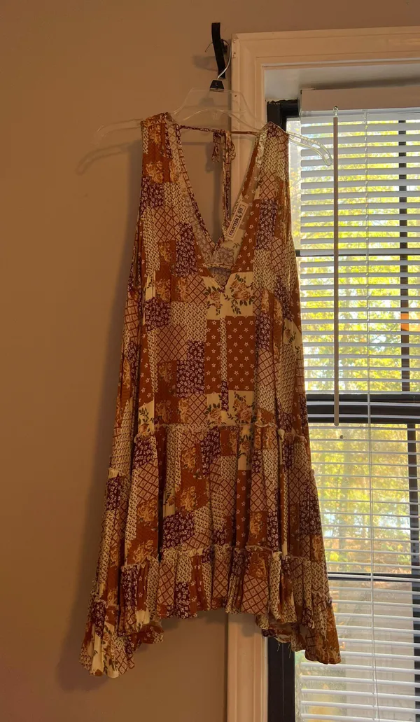 These Three Boutique Fall Patchwork Mini Dress - Image 3
