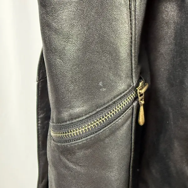 Vintage Valerie Stevens Lambskin Leather Belted Jacket‎ in Black Size Medium - Image 5