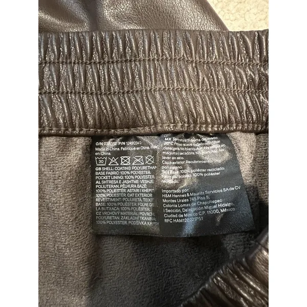 H&M‎ Divided Women's Vegan Faux Leather Wide Leg Pants Size XL Chocolate Brown - Image 5