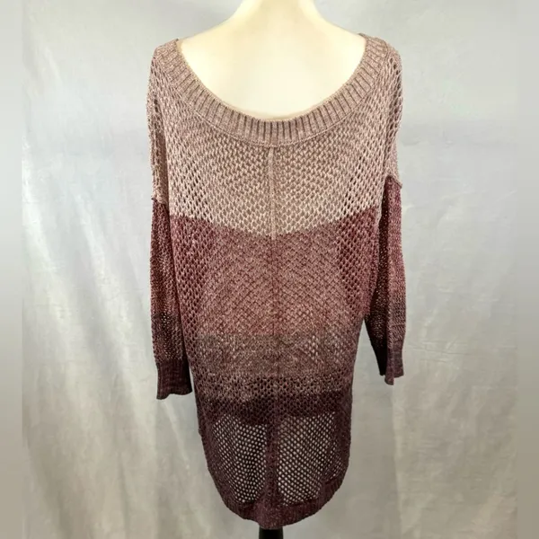 Maurice’s pink and purple color block loose knit open stitch sweater size 3X - Image 4